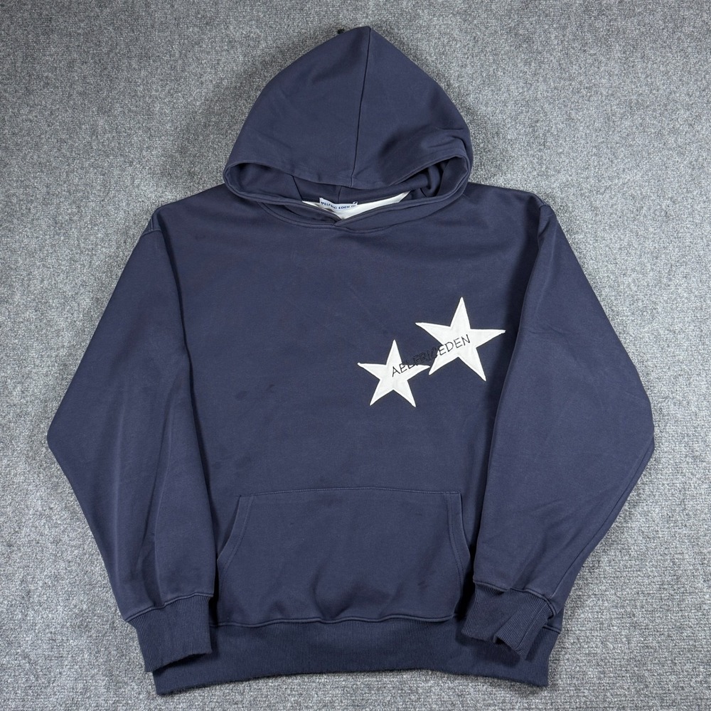 Aelfric Eden Star Color Hoodie Navy Blue White Star Oversized Baggy Y2K Small